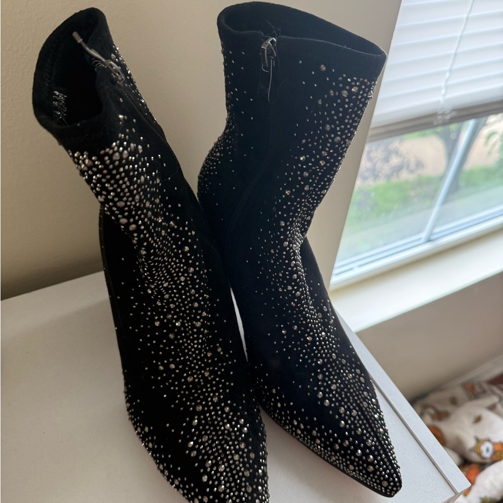 Black Rhinestone Boots